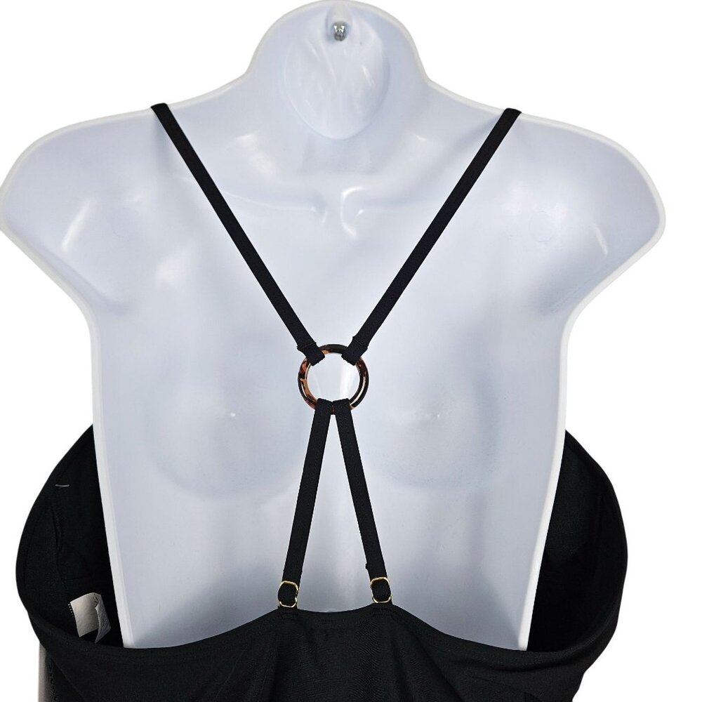 Womens XXL Freshwater O-Ring Cutout Black One-Piece Swimsuit Adj Straps Beach - Picture 6 of 10